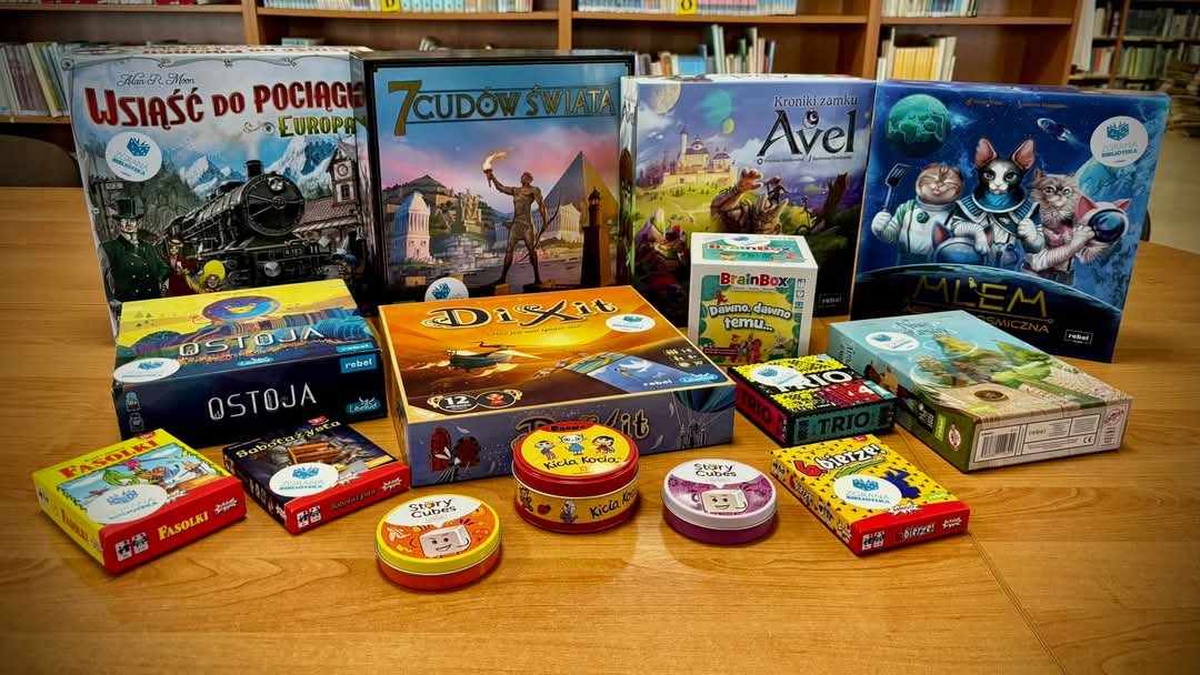 Gry planszowe otrzymane w ramach projektu Zgrana Biblioteka
